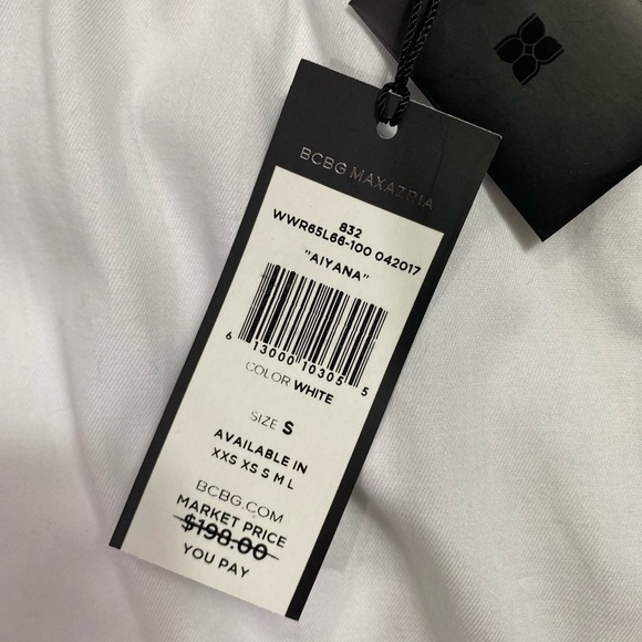 NWT BCBGMAXAZRIA Aiyana Off The Shoulder Dress In White Size Small - Picture 5 of 10